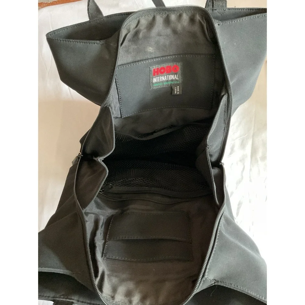 Hobo International Vintage Black Multi-Compartment Nylon Organizer Tote Bag Y2K